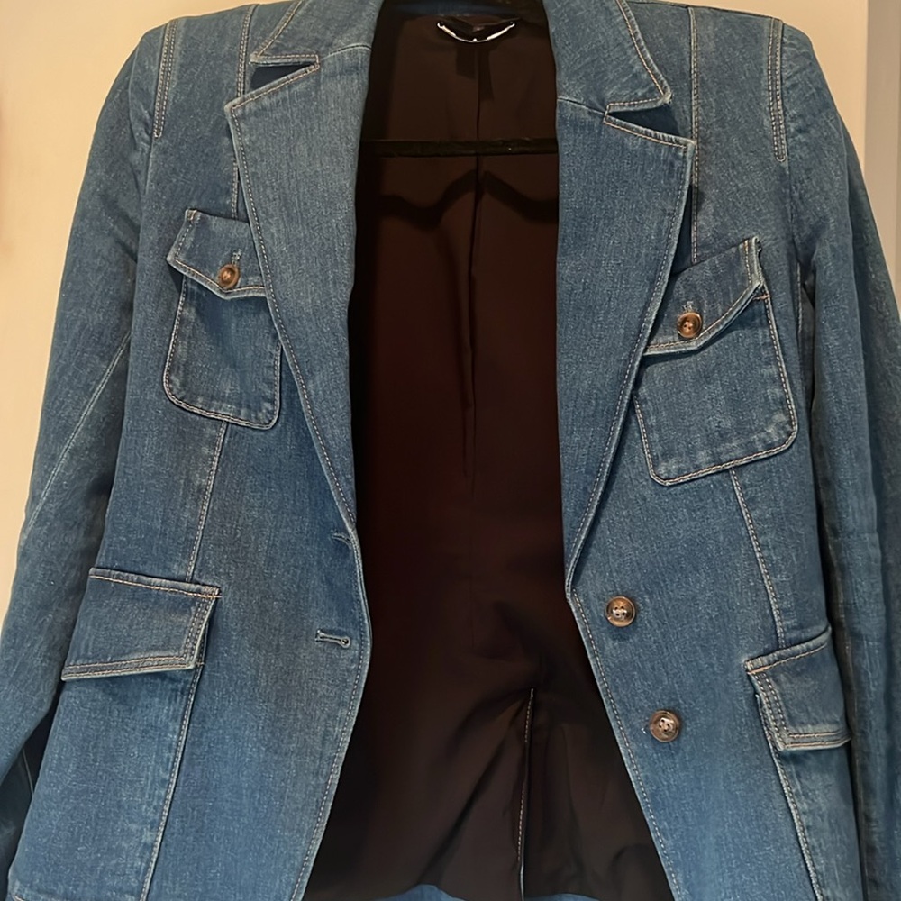 💙 PAIGE Romona Denim Blazer Size 4 💙 - Picture 13 of 15